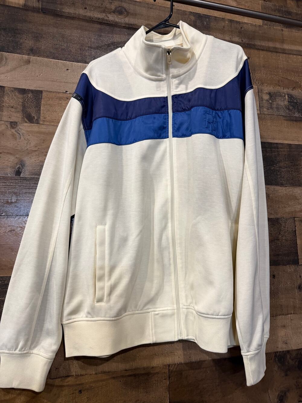 Vintage Rocawear Full Zip Track Jacket -Cream Blue Colorblock -Men's Size 2XL